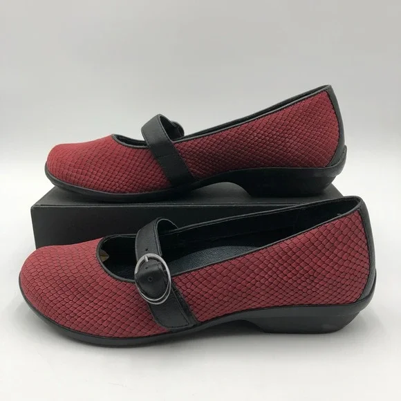 Dankso Orla Mary jane Clogs Women's Size 9 Red Cranberry Snake comfort Shoes - Picture 3 of 16